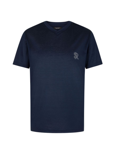 Shop Stefano Ricci Men's V-neck T-shirt In Dark Blue