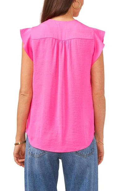 Shop Vince Camuto Ruffle Sleeve Satin Top In Hot Pink