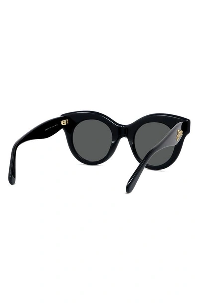 Shop Loewe Curvy 49mm Small Round Sunglasses In Shiny Black / Smoke
