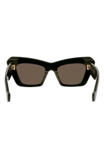 Shop Loewe Anagram 51mm Cat Eye Sunglasses In Shiny Dark Green / Brown