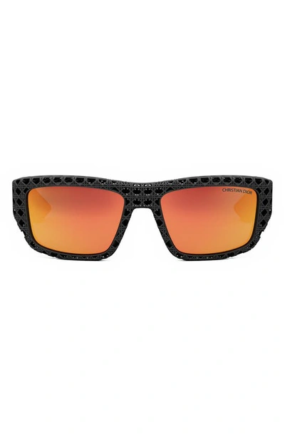 Shop Dior '3d S1i 57mm Mirrored Square Sunglasses In Matte Black / Bordeaux Mirror