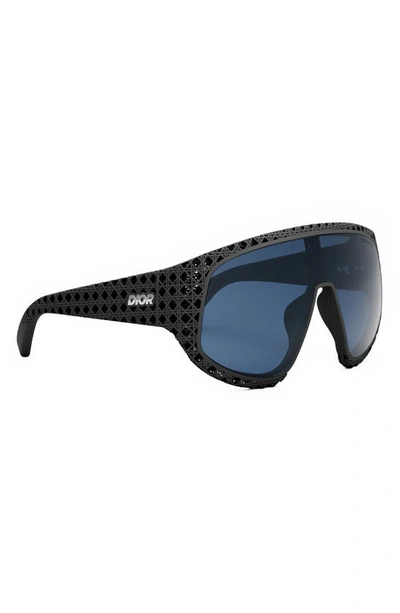 Shop Dior '3d M1u Mask Sunglasses In Matte Black / Blue