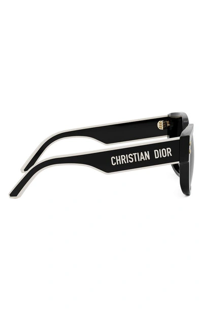 Shop Dior 'pacific B2i 54mm Butterfly Sunglasses In Shiny Black / Gradient Smoke