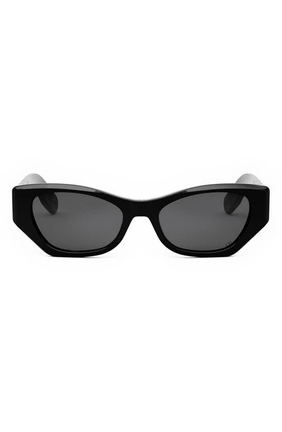 Shop Dior Lady 95.22 B1i 53mm Butterfly Sunglasses In Shiny Black / Smoke