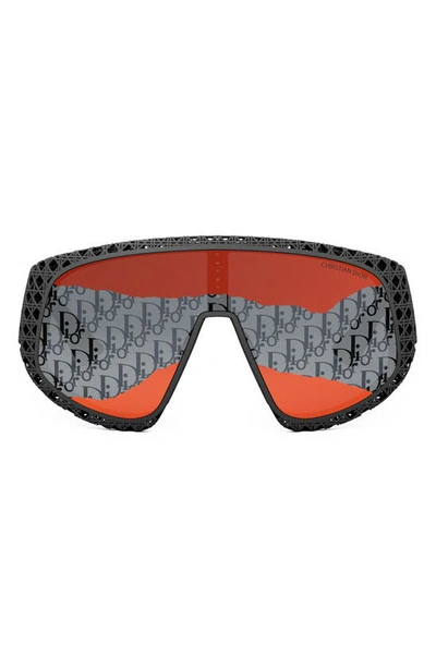 Shop Dior '3d M1u Mirrored Mask Sunglasses In Matte Black / Bordeaux Mirror