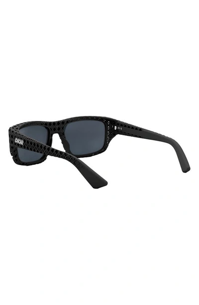Shop Dior '3d S1i 57mm Square Sunglasses In Matte Black / Smoke Polarized