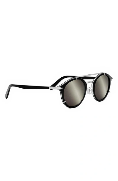 Shop Dior 'blacksuit R7u 50mm Small Round Sunglasses In Matte Black / Smoke Mirror