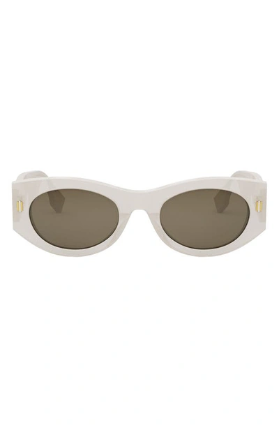 Shop Fendi Roma 52mm Oval Sunglasses In White / Brown