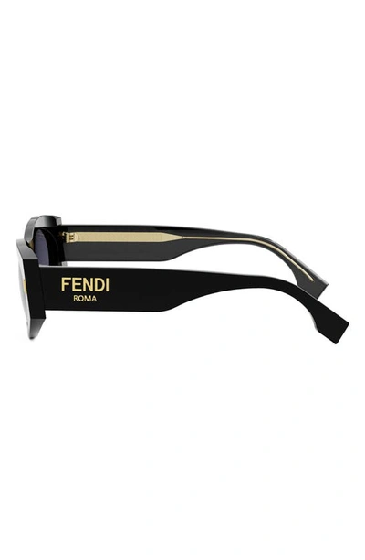 Shop Fendi Roma 52mm Oval Sunglasses In Shiny Black / Blue