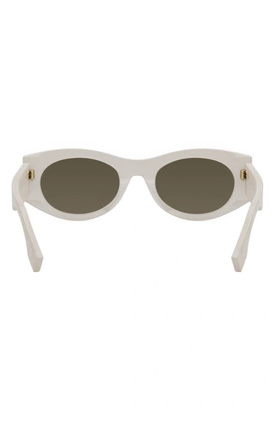 Shop Fendi Roma 52mm Oval Sunglasses In White / Brown