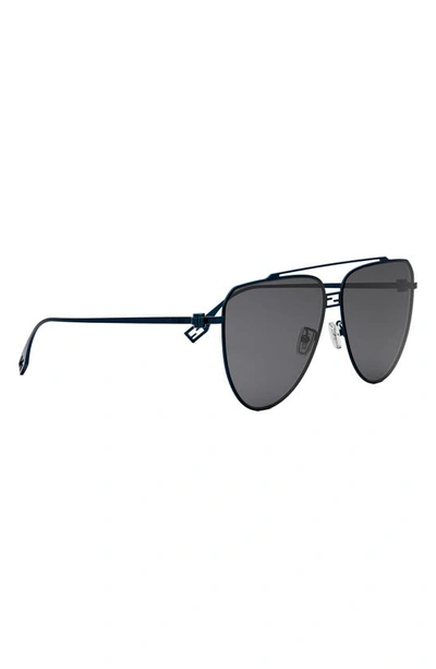 Shop Fendi The  Baguette 59mm Pilot Sunglasses In Shiny Blue / Smoke