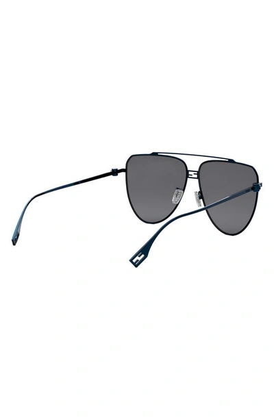 Shop Fendi The  Baguette 59mm Pilot Sunglasses In Shiny Blue / Smoke