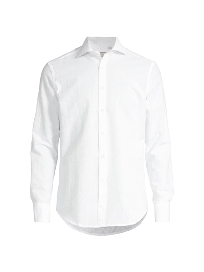 Shop Canali Men's Seersucker Sport Shirt In White