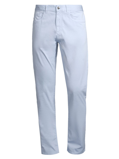 Shop Canali Men's Cotton Sport Slim-fit Pants In Light Blue