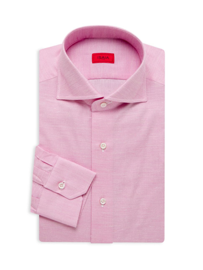 Shop Isaia Men's Mix Dress Shirt In Pink