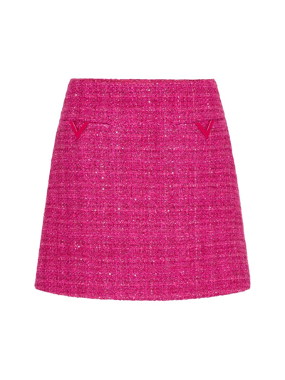Shop Valentino Women's Glaze Tweed Light Mini Skirt In Pink Pp