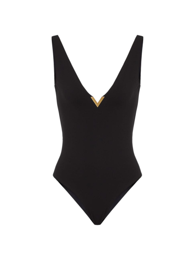 Shop Valentino Women's Lycra One-piece Swimsuit In Black