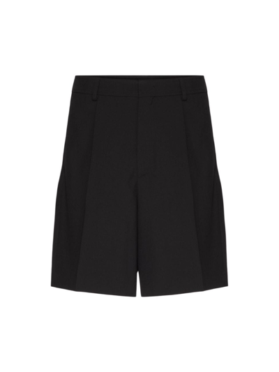 Shop Valentino Men's Wool Bermuda Shorts In Black
