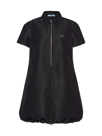 Shop Prada Women's Faille Mini Dress In Black