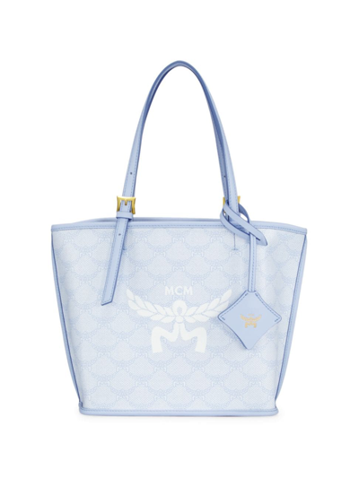 Shop Mcm Women's Himmel Mini Lauretos Shopper Tote Bag In Ancient Blue