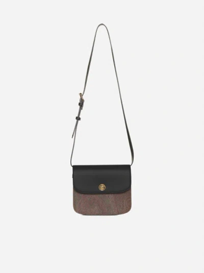 Shop Etro Essential Canvas And Leather Small Bag In Black