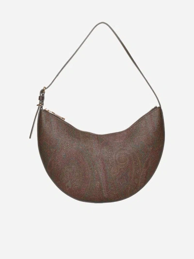 Shop Etro Essential Medium Canvas Hobo Bag In Brown