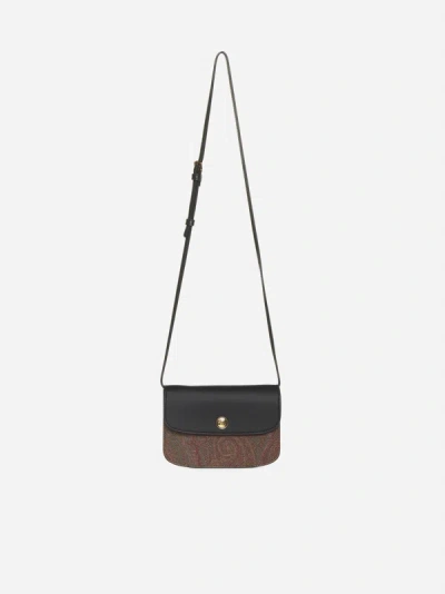 Shop Etro Essential Canvas And Leather Mini Bag In Black