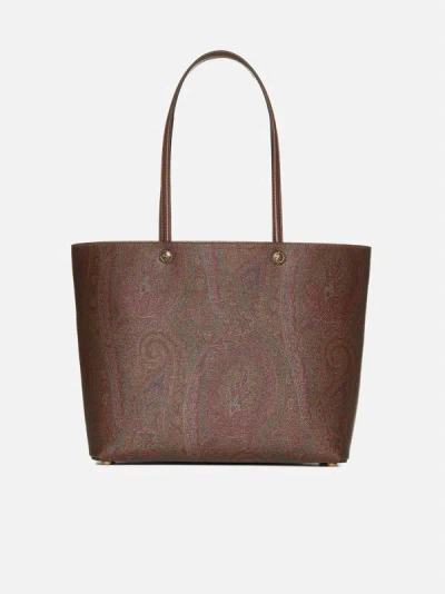 Shop Etro Essential Large Canvas Tote Bag In Brown