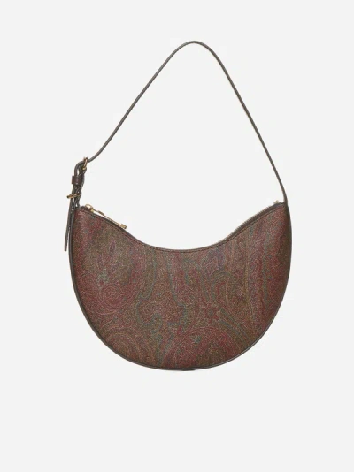 Shop Etro Essential Small Canvas Hobo Bag In Brown