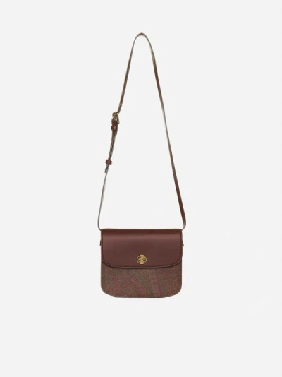 Shop Etro Essential Canvas And Leather Small Bag In Brown