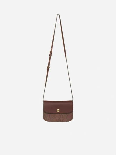 Shop Etro Essential Canvas And Leather Mini Bag In Brown