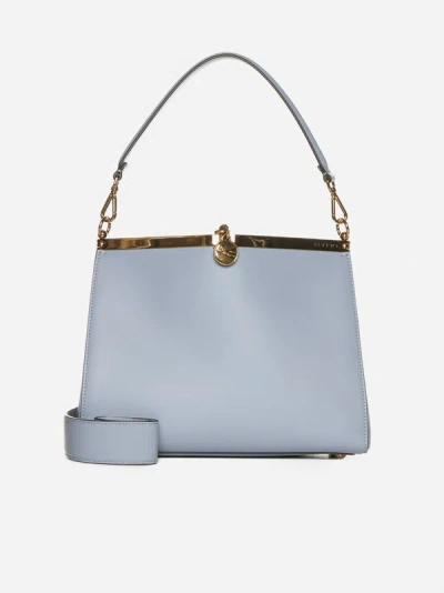Shop Etro Vela Leather Medium Bag In Sky Blue