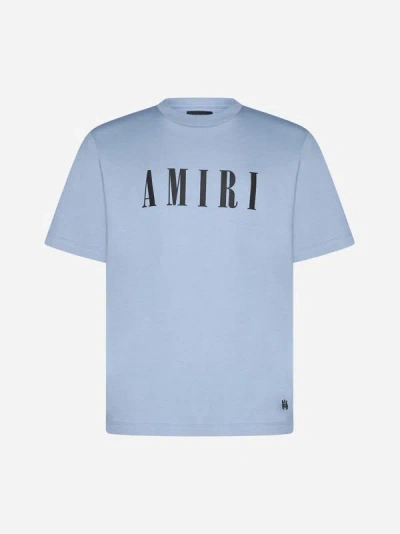 Shop Amiri Logo Cotton T-shirt In Ashley Blue