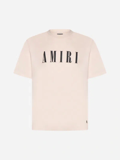 Shop Amiri Logo Cotton T-shirt In Cream Tan