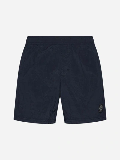 Shop Stone Island Logo-patch Swim Shorts In Navy Blue