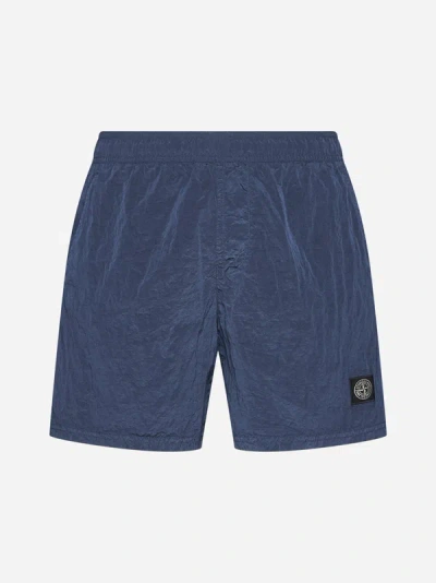 Shop Stone Island Logo-patch Swim Shorts In Dark Blue