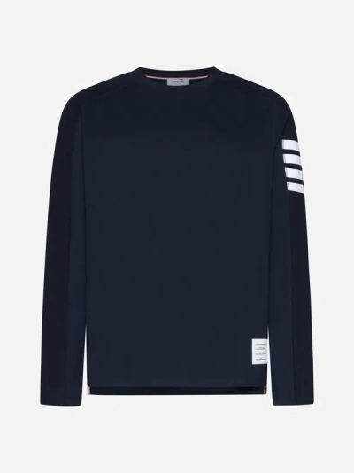 Shop Thom Browne Cotton 4-bar T-shirt In Navy