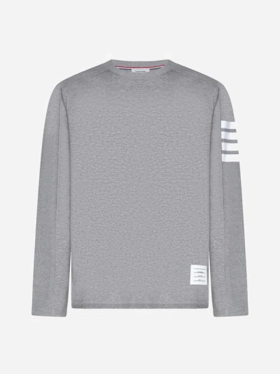 Shop Thom Browne Cotton 4-bar T-shirt In Light Grey
