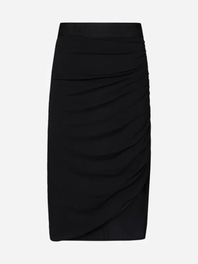 Shop Dolce & Gabbana Viscose Draped Skirt In Black
