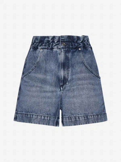 Shop Isabel Marant Titea Lyocell And Cotton Shorts In Light Blue