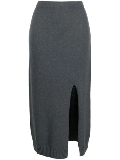 Shop Lorena Antoniazzi Gray Midi Skirt In Grey