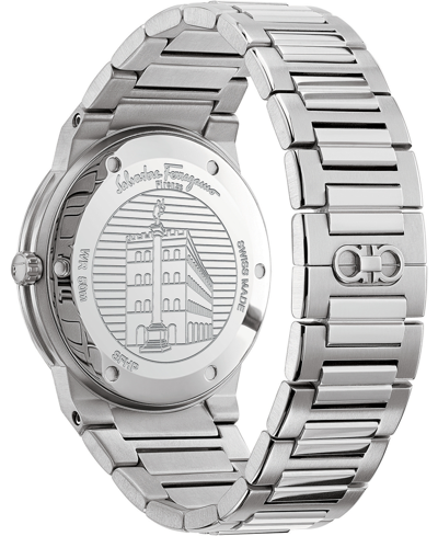 Shop Ferragamo Men's Swiss Sapphire Stainless Steel Bracelet Watch 41mm In Silver