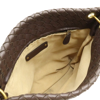 Shop Bottega Veneta Intrecciato Brown Leather Shoulder Bag ()