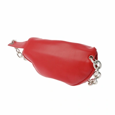 Shop Bottega Veneta The Chain Pouch Red Leather Clutch Bag ()