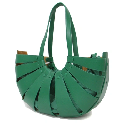 Shop Bottega Veneta The Shell Green Leather Tote Bag ()