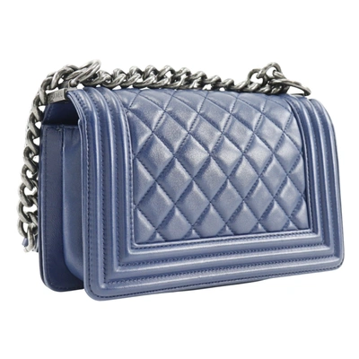 Pre-owned Chanel Boy Blue Leather Shopper Bag ()