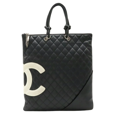Pre-owned Chanel Cambon Line Black Leather Tote Bag ()