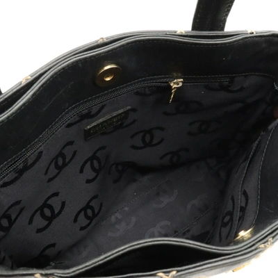 Pre-owned Chanel Wild Stitch Black Leather Tote Bag ()