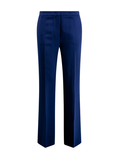 Shop Etro Pleat Flared Trousers In Blue
