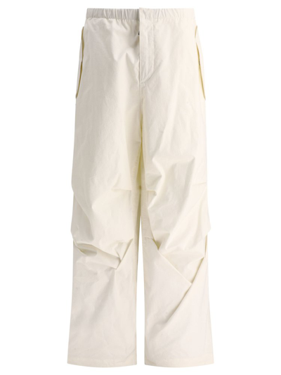 Shop Jil Sander Knee Pleat Loose Fit Trousers In White